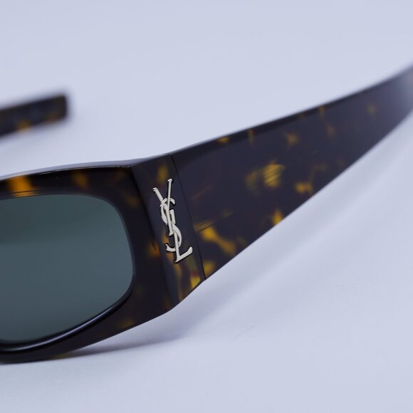 Saint Laurent SLM140 003 Sunglasses Havana Rectangle Frame, Grey Lenses